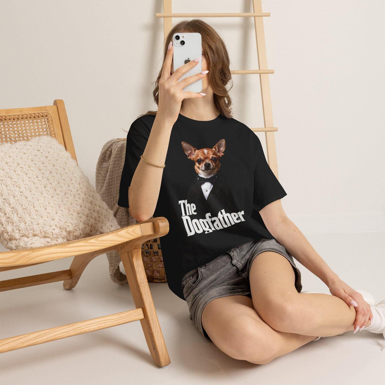 Dogfather Chihuahua Shirt, Funny Dog Dad Gift Tee, Chihuahua Lover T Shirt, Pet Parent Graphic Tee, Cute Dog Owner Gift, Dog Lover Apparel 3XL