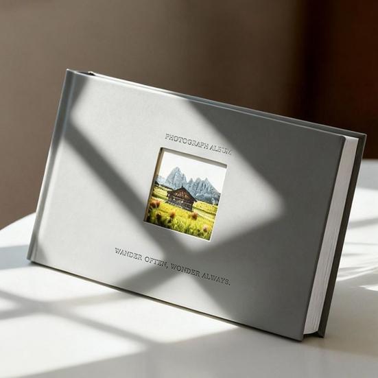 Photo Album, Small Slip-in Photo Album, Photo Book Picture Album with Front Window, Holds 52 Photos Memory Book for Wedding Family Anniversary