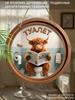 Wooden Hanging Decorative Sign, Toilet Decoration, 2D Flat Pendant, the Pattern Is a Cow Sitting On the Toilet Reading a Newspaper,gift for a Friend