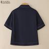 ZANZEA Women Casual Turn Down Collar Summer Short Sleeve Blouse