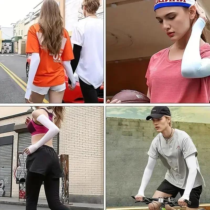 1 Pair Cooling Arm Covers for Men and Women Summer Sun Protection Sunshade Ice Silk Sleeves for Cycling Outdoor Sports Golf