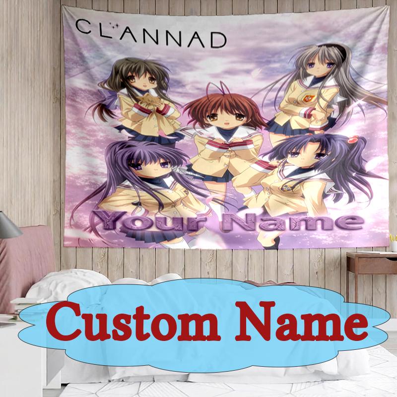 Custom Name Or Text Clannad Schoolgirl Love Tapestry Multi-functional Wall Hanging Tapestry Interior Atmosphere Change