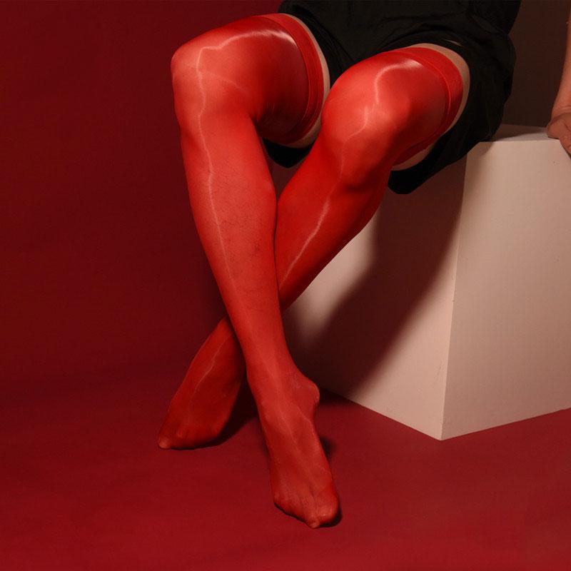Sexy Men Oil Glossy Stockings SHAPING Pantyhose Shiny Satin Shape Stockings Candy Color Hosiery Dance Lingerie 912 PIN F8