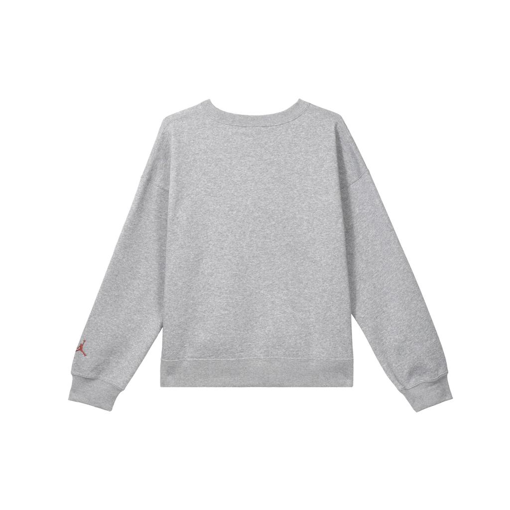 Jordan Letter Print Crew Neck Casual Long Sleeve Sweatshirt Women Tops Dark-Grey FN5438-063