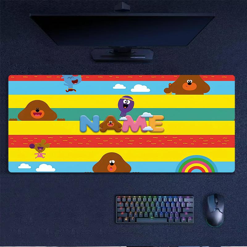 Custom Name,Hey Duggee Mouse Pad, Large Gaming Desk Mat, Non-slip XXL Mousepad for Laptop & Tablet, Mini PC Playmat with Stitched Edges