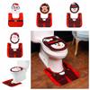 2Pcs/set Santa Pattern Bathroom Seat Set Dust Proof Santa Floor Carpet  Protection  Floor