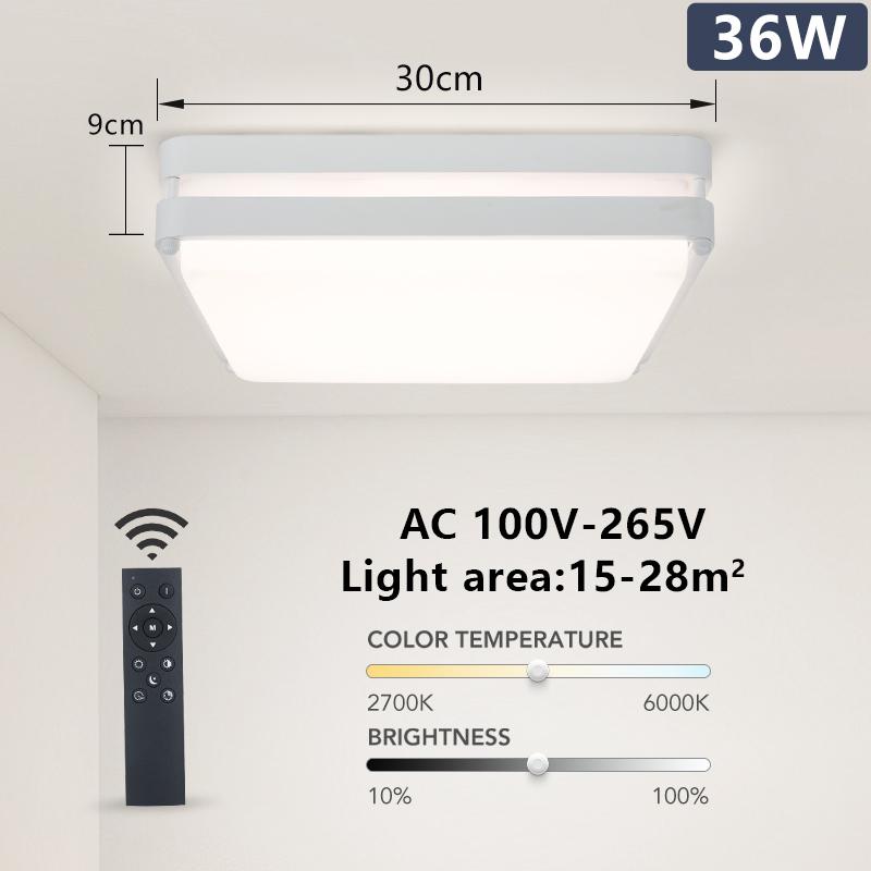 

MARPOU Square Led потолочный светильник для освещения спальни Пульт дистанционного управления Нейтральный белый Холодный белый Теплый белый AC100V-265V 36W гостиная белый