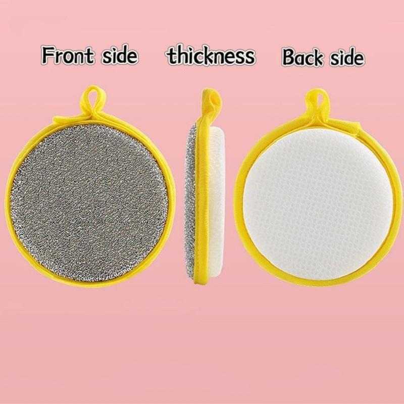 3-Pack Double-Sided Sponge Scrubber Pads - 2-in-1 Pot Scrubbers & Oil-Free Dish Cloths for Kitchen Household Cleaning