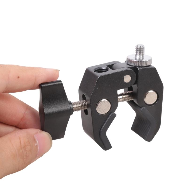Aluminum Camera Clamp With Double 1/4 3/8 Threaded 3KG Load For Action Camera Phone Holder Studio Equipment Mount