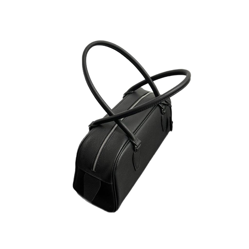 New top-layer cowhide underarm pillow bag one-shoulder casual zipper bowling women's bag old money style minimalist bag