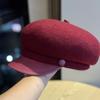 New High End Wool Octagonal Hat for Women In Autumn and Winter Woolen Beret Hat Retro Versatile Newsboy Hat