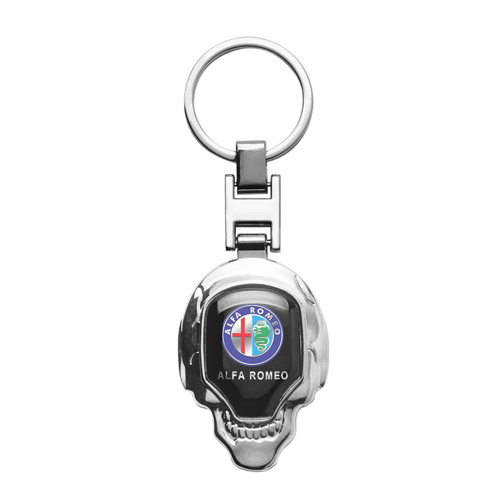 FPEV2 Porte-clés Emblème de Voiture Porte-clés Badge Porte-anneau de Porte-clés Pour Alfa Romeo Giulia Giulietta Stelvio Mito Sportiva 147 159 156 Valve
