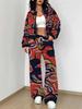 Splicing Autumn and Winter New European and American Fashion Sense Women's Clothing Floral Printing Suit Women