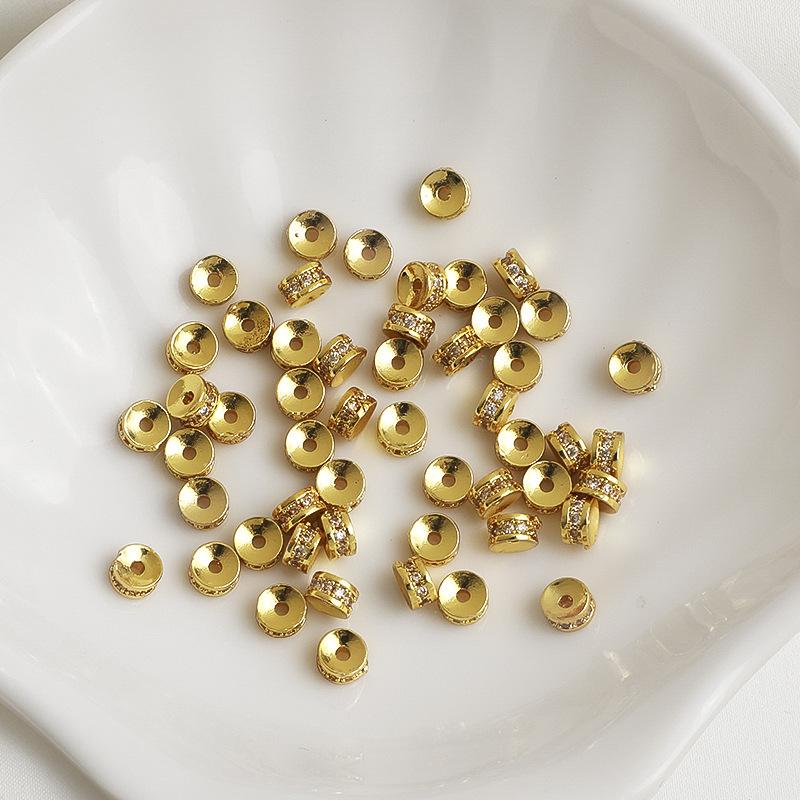 14K Gold-Filled Zircon Wheel Spacer Beads for DIY Bracelets Jewelry