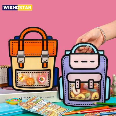 10Pcs Creative Gifts Packaging Bags Cartoon School Bag Shape Candy Snack Self-lock Bags For Kids Birthday Party Decors Gifts