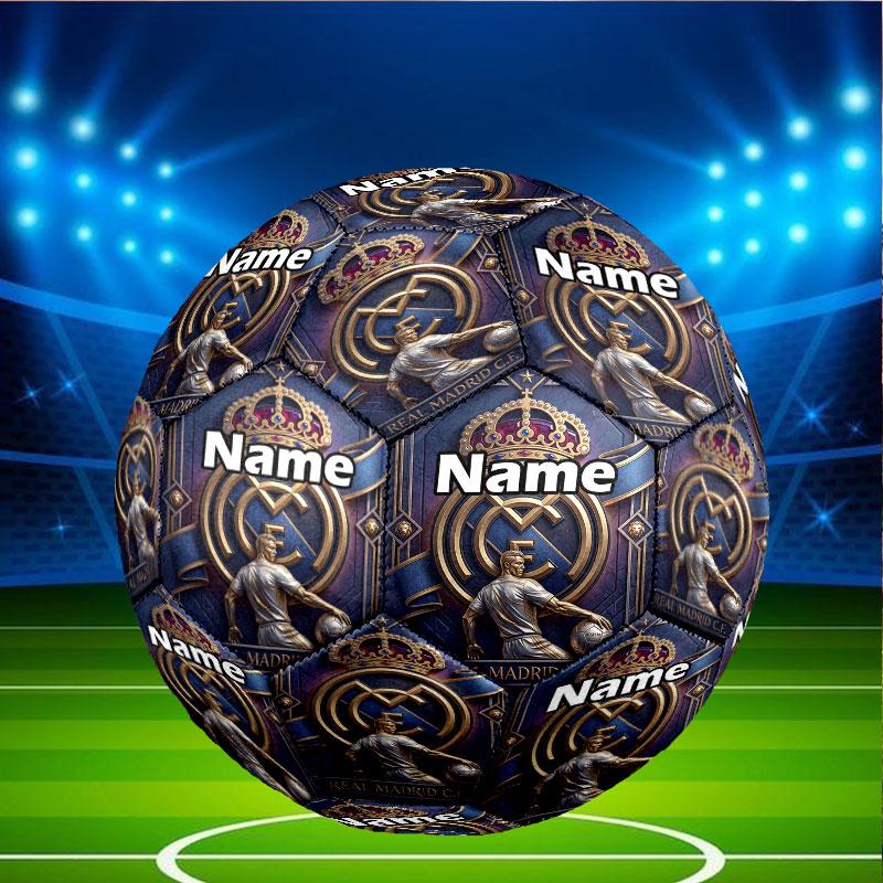 Pallone da Calcio Real Madrid Personalizzato con Nome, Taglia 5, Pallone da Calcio per Allenamento e Partita, per Squadra, Calcio, Regalo per Appassionati di Calcio
