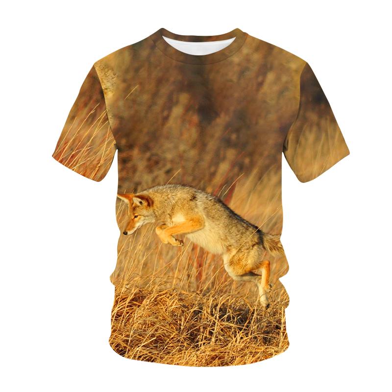 

Летняя мужская футболка с 3d принтом «Животный Койот» с круглым вырезом, повседневная футболка большого размера с короткими рукавами, модная уличная одежда, трендовая мужская одежда 6XL