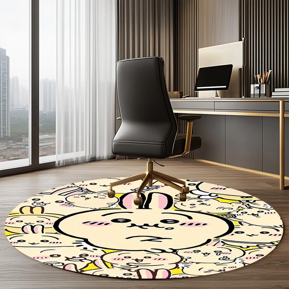 Usagi Printed Round Rug Carpet Chair Rug Area Rug Entryway Doormats,for Office Chair Living Room Bedroom Kitchen Room.