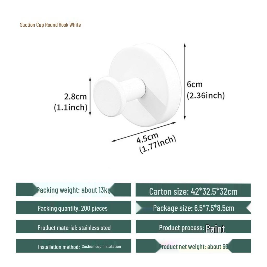 Heavy-Duty No-Drill Suction Cup Hook for Wall & Door