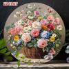 Vintage Round Metal Wall Art, 2D Aluminum Sculpture Floral Home Decor for Living Room