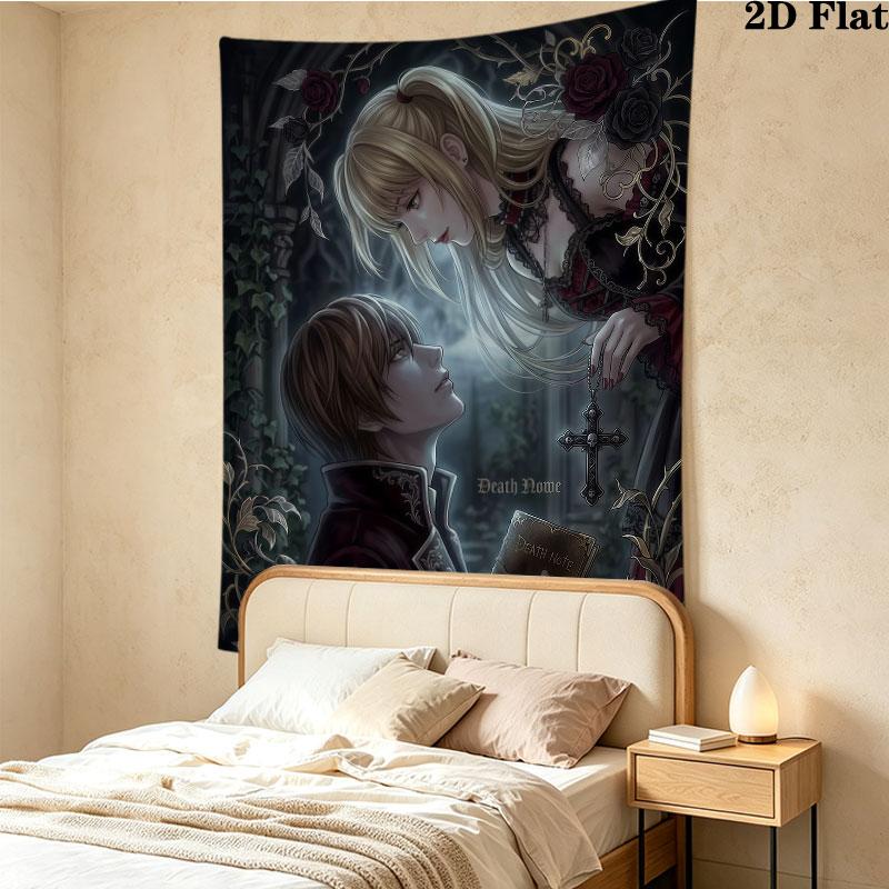 Death Note Wandteppich Ästhetischer Wandbehang Gedruckter Stoffdecke Dekorative Wandteppiche Für Schlafzimmer Wohnzimmer Heimdekoration