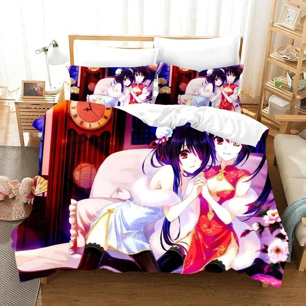 Date A Live Girls Japan Popular Anime Bedding Set Bedroom Soft Modern Bedspreads Comefortable Duvet Cover Quilt Cover Pillowcase