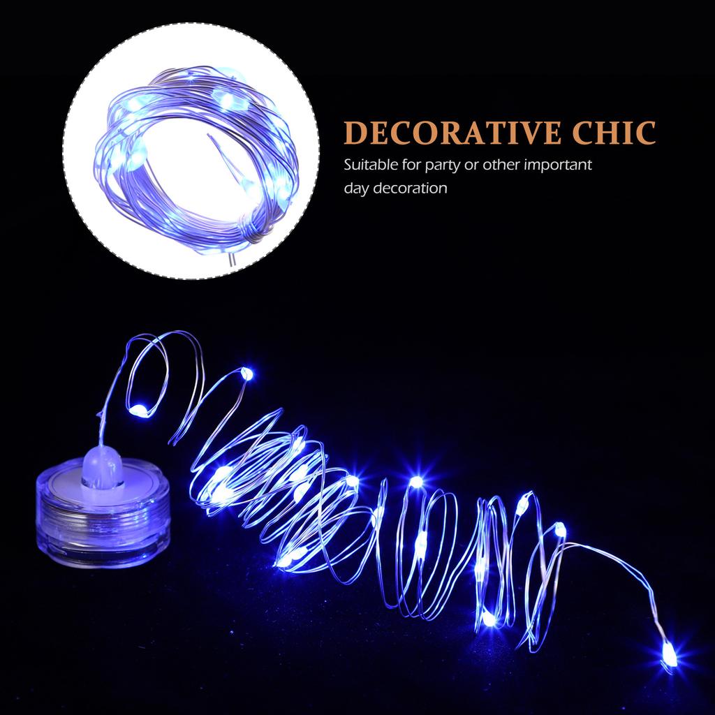 6Pcs Waterproof Submersible String Lights LED Diving Lamp 20 Light 2 Meter Copper Wire Silver Plated for Night Party Wedding
