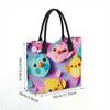 Cute Cartoon Chick Tote Bag Casual Canvas Shopping Handbag for Daily Use