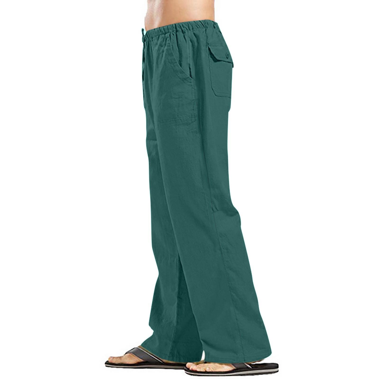 Мужские хлопковые льняные брюки — фото 8