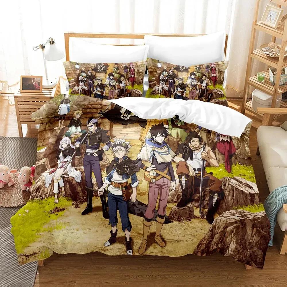 Black Clover Bedding Set Single Double Full Queen King Size Anime Duvet Cover Set For Adults Boys Quilt Cover Pillowcase