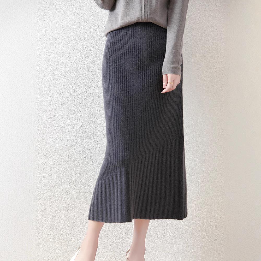 

Women s High Waist Wool Fishtail Skirt – Korean Style, Mid-Length, Autumn/Winter XL (120-135 jin)