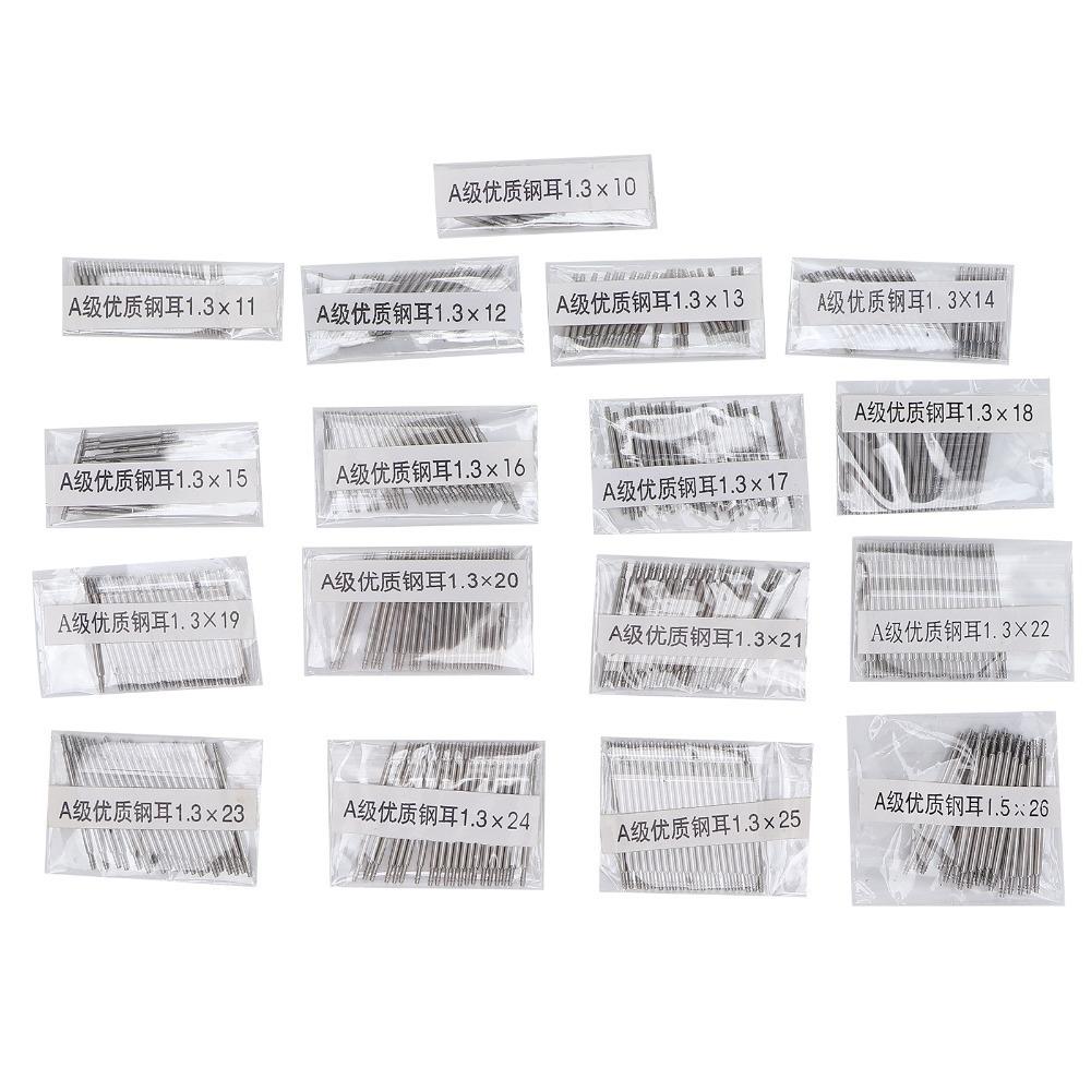 340Pcs 1.3×10~25mm Watch Spring Bars Multi-size Spring-loaded Watch Spring Pins Steel Watch Band Replacement Parts
