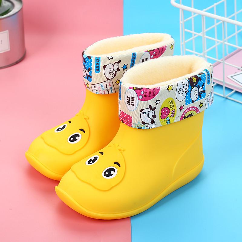 Nové dětské holínky do deště Korejské kreslené zvíře Kojenecké boty do vody Boys Plus Velvet Teplé dívčí holínky do deště