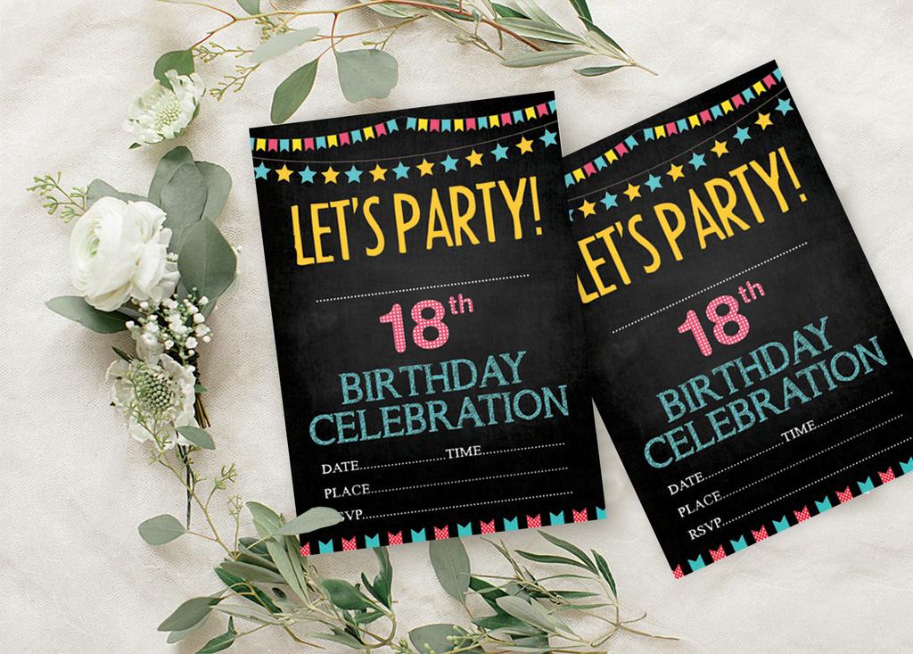 Darling Souvenir Black Birthday Invitation Card 28 Pcs Fill or Write In Blank Invites Printable Party Supplies 5 X 7