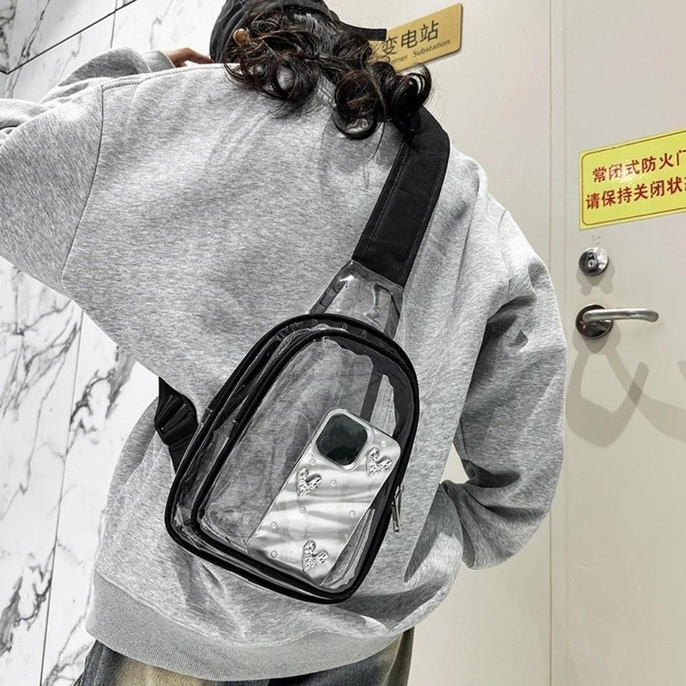 Waterproof Water-Sprinkling Festival Bag Trendy See Through Transparent Bag Large Size Crossbody Desig PVC Chest Bag Beach