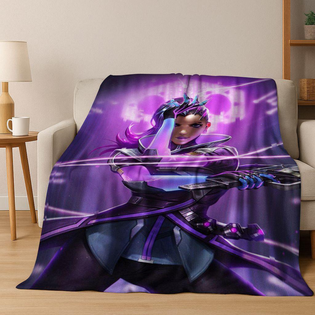 Game OW Overwatch D.VA Mei Reaper Cartoon 3D Flannel Blanket,Cozy Soft Throw Blanket for Home Bedroom Bed Sofa Picnic Cover Gift