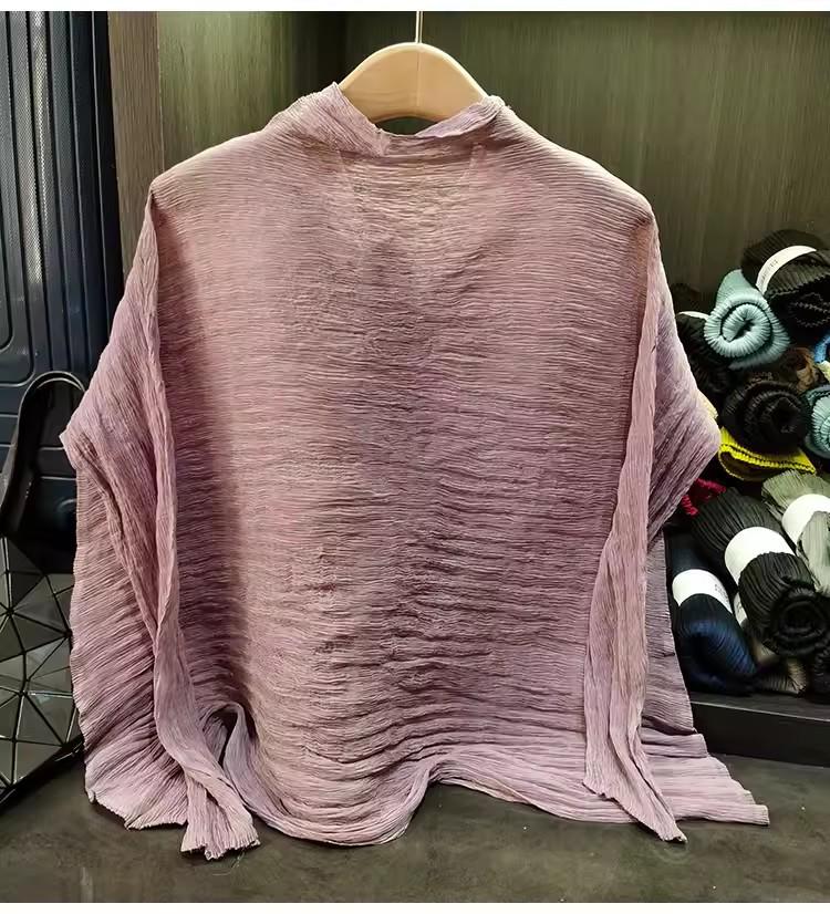 Retro-Plissee-Damenhemd in Übergröße - Lockeres, lässiges Frühlings-Top