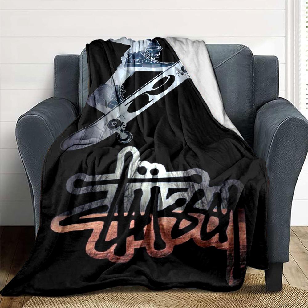 Dark Grey Camo City Text Signature Logo Flannel Blanket, Camouflage Street Style Soft Throw Blanket