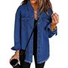 Women's Oversized Denim Jacket Button Up Distressed Jean Jacket Long Sleeve Frayed Hem Shacket Casual Fall Outfits