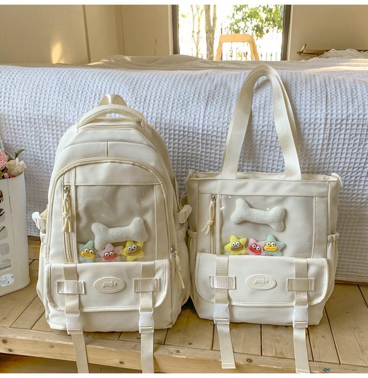 Schoolbag School Bag Women's Large Capacity Burger Transparent Floor High School Student Junior High School Girl High Value Large Capacity Backpack