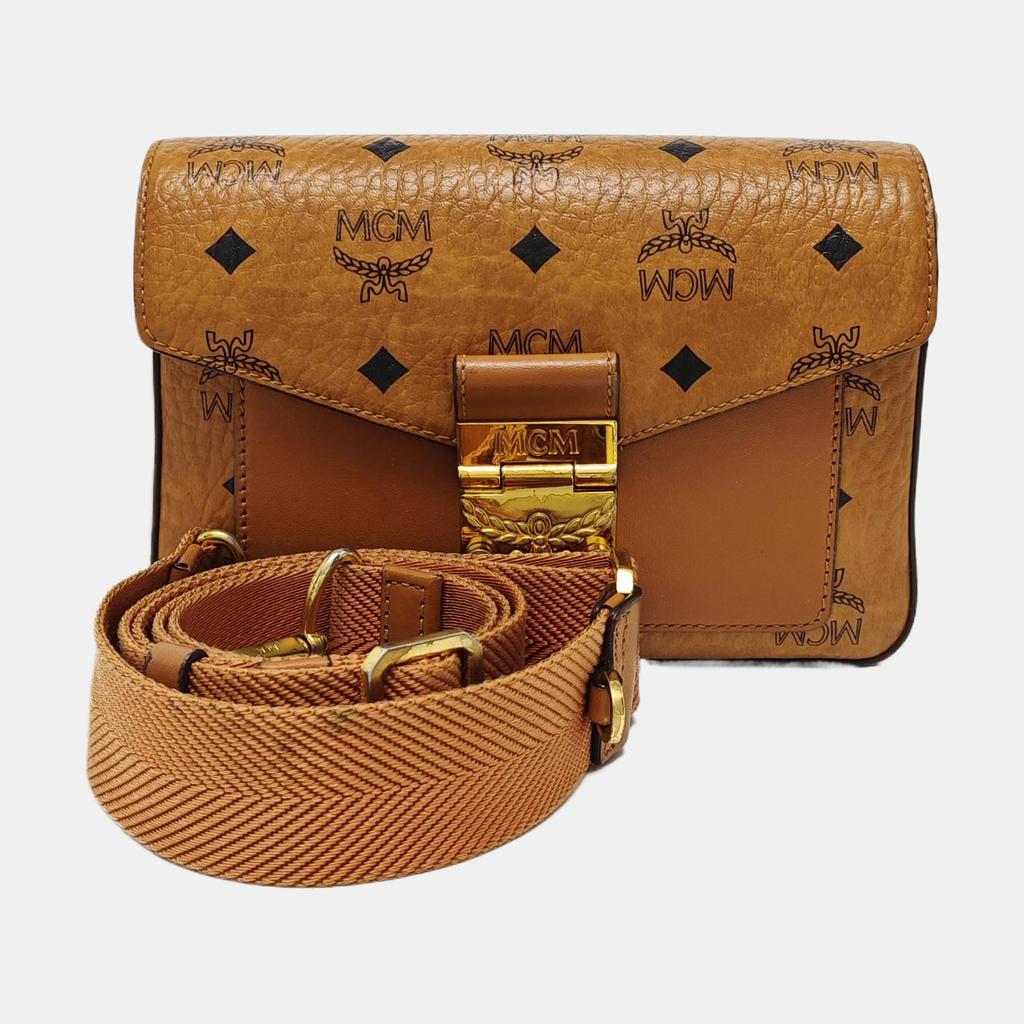 [Gebraucht] Millie Visetos Metallbeschläge Lorbeerblatt-Schloss Monogramm Glatte Umschlag-Umhängetasche Beschichtetes Canvas Napa-Leder Schulter - Gut #6W719I