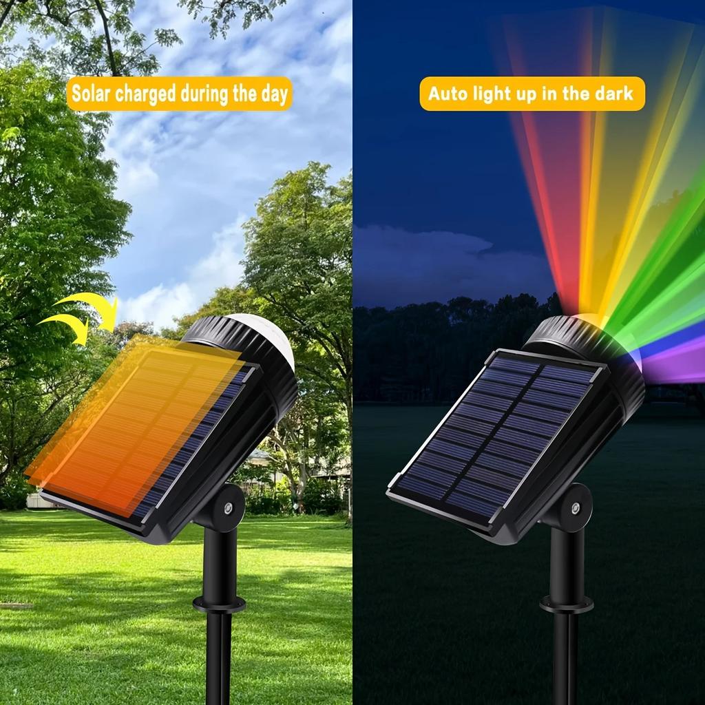 RGB-Solar-Gartenleuchten, LED-Außenbeleuchtung mit 7 Farbmodi, wasserdichte LED-Projektionslampe für die Dekoration von Hof und Garten