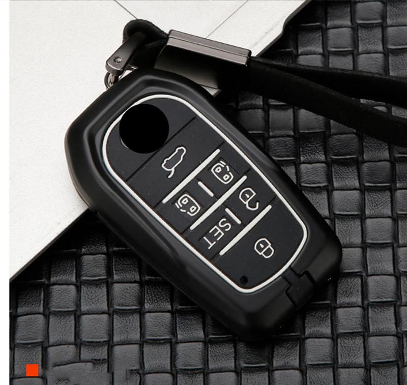 Alloy Carbon Fiber Car Key Cover Case 6 Buttons For Toyota Alphard Vellfire 30 Ah30 ~  Keychain Ring Accessories