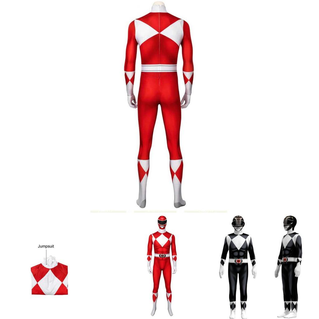 Power Rangers Costume Kids Adult Cosplay Fancy Dress Party Jumpsuit Superhero
