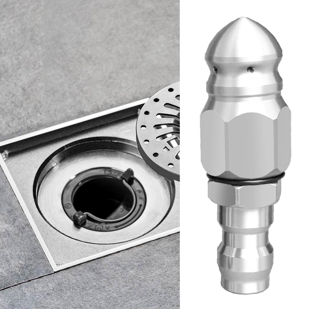 Pressure Washer Sewer Jetter Nozzle with 1/4inch Quick Connector Stainless Steel Sewer Jetter Nozzle for Roof and Path Cleaning