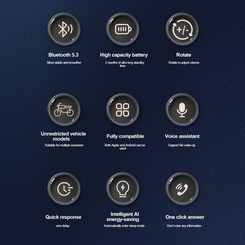 Bezdrátové dálkové ovládání Bluetooth 5.3 pro motocyklovou helmu, náhlavní soupravu, mediální ovladač na řídítka kola, tlačítka na volant auta