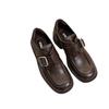 The Same Style, Square Head Buckle with Thick Heel, Lazy Leather Single Shoes, British One-pedal Thick-soled Heightening Loafers.
