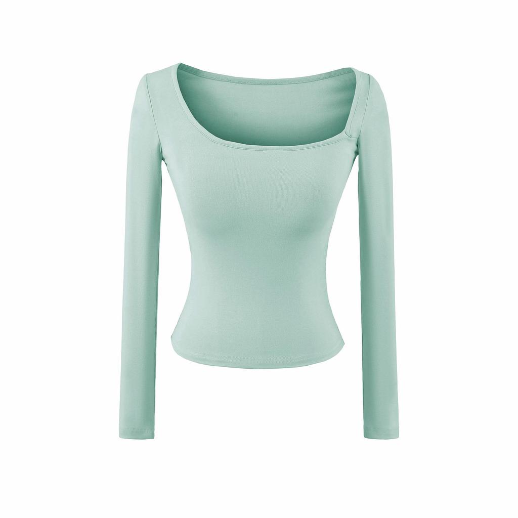 Women's One-Shoulder Long Sleeve Top with Built-in Bra - American Spicy Girl Design, Slim Fit, Autumn
