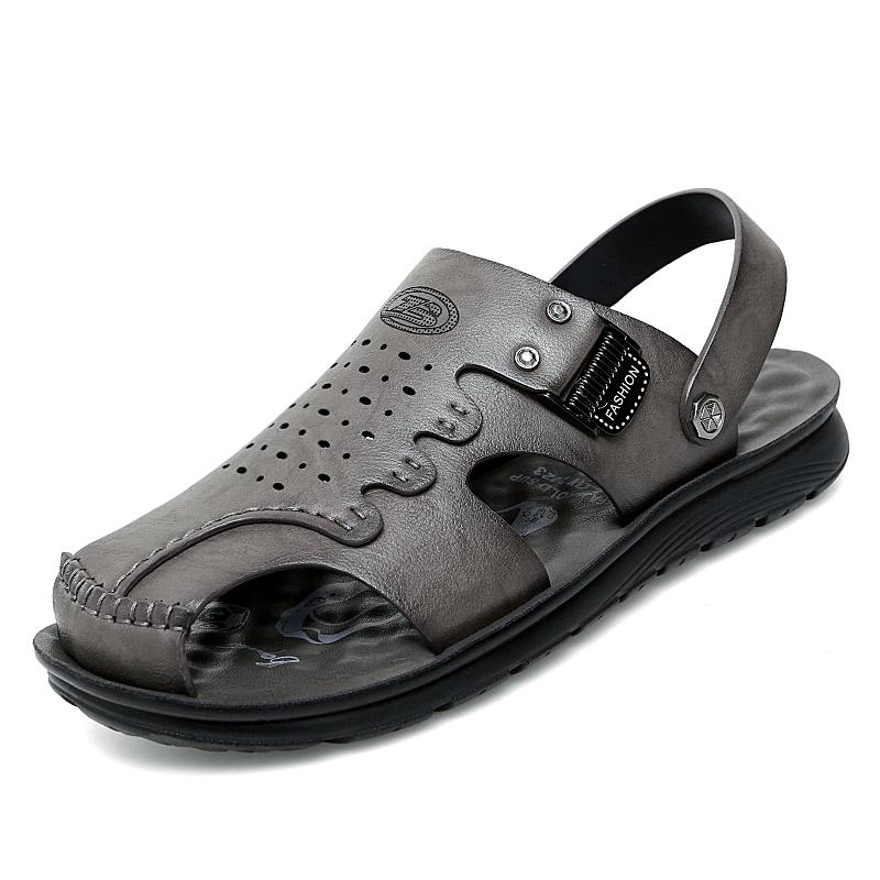 

Горячие продажи летних мужских сандалий с открытыми дышащими пляжными ботинками, высококачественная обувь для кемпинга для мужчин, модный коричневый цвет 44 серый