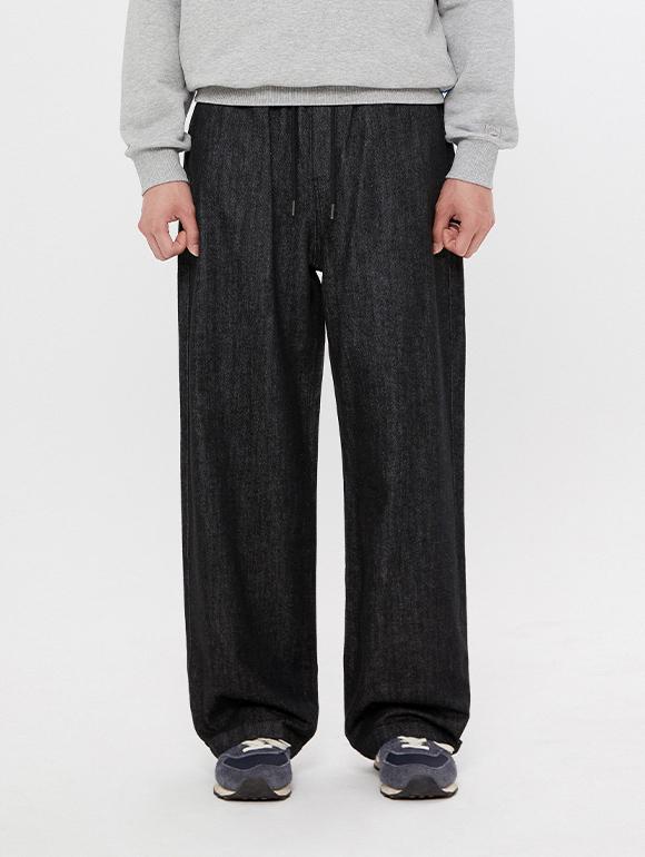 UCLA Full Elastic Waist Wide Fit Denim All-Purpose Pants [Black](Ua9Dp01)